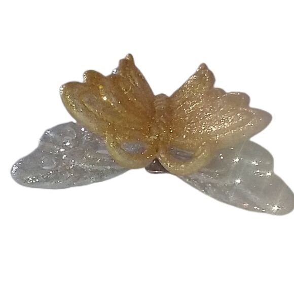 Glitter Gold Silver Butterfly Ornament Clip On Christmas Taiwan Plastic Crafts - Picture 10 of 15